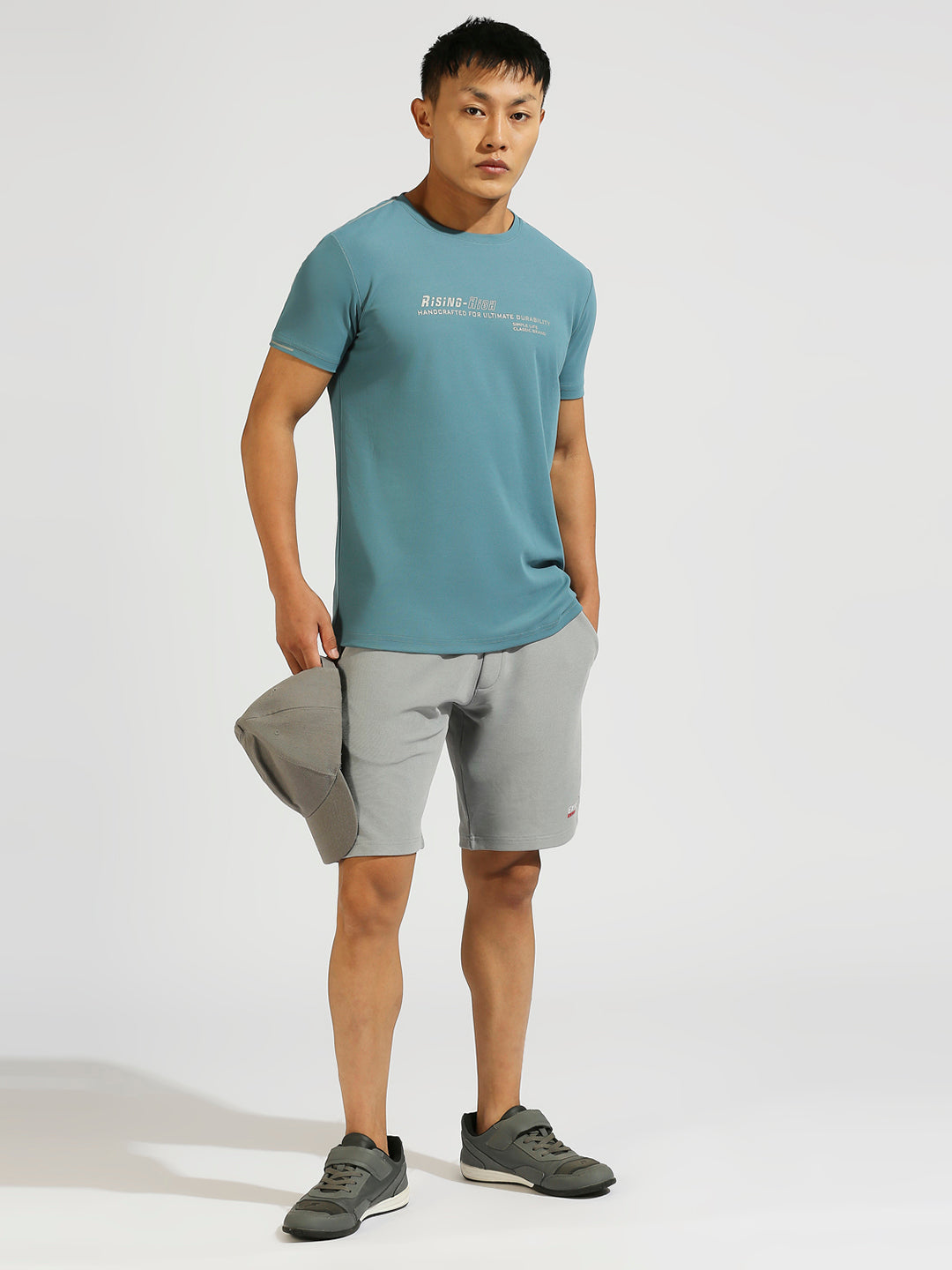 Cord Knit Light Grey Regular Fit Straight Shorts