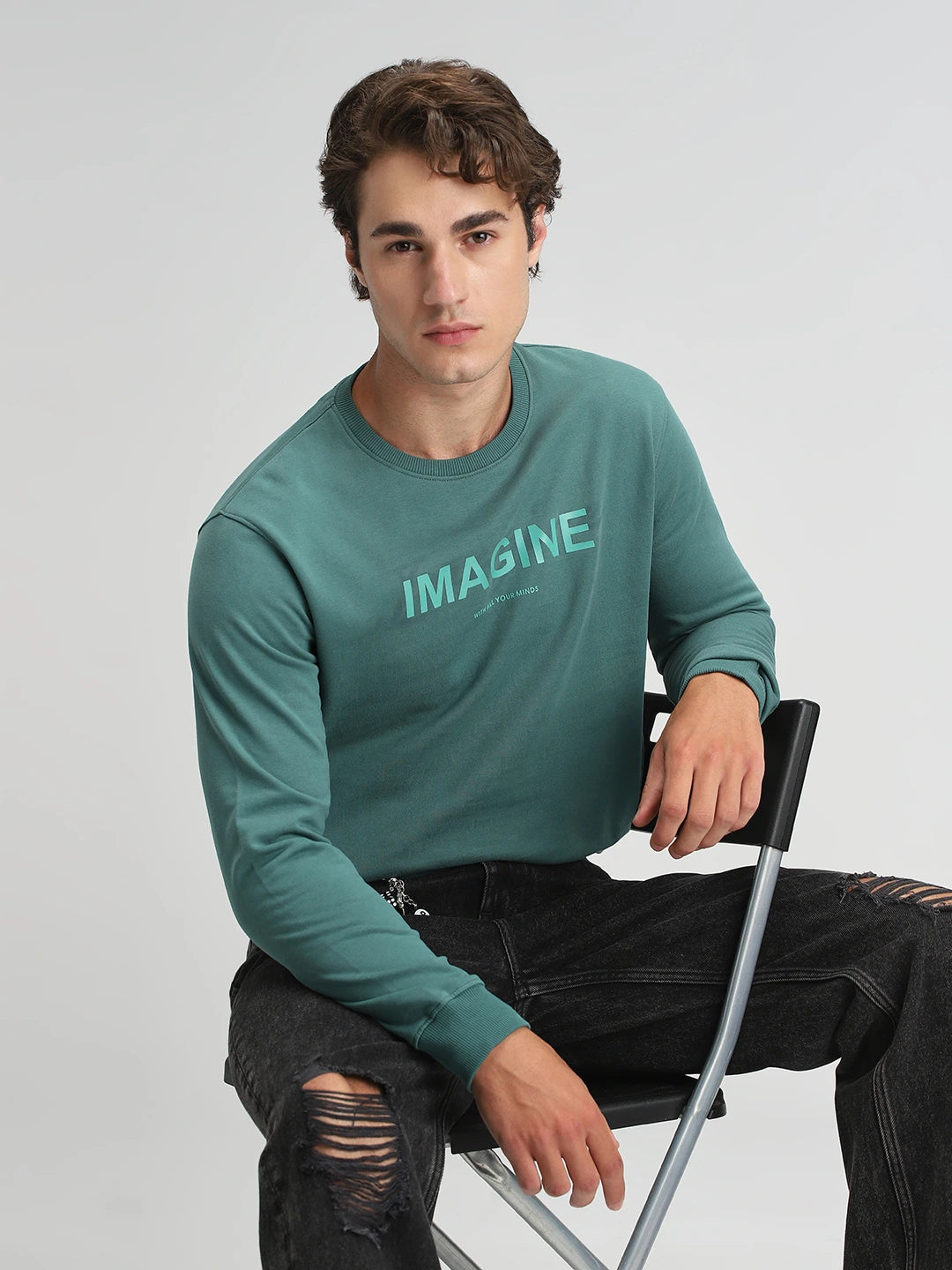Dusty Green Printed Sweatshirt