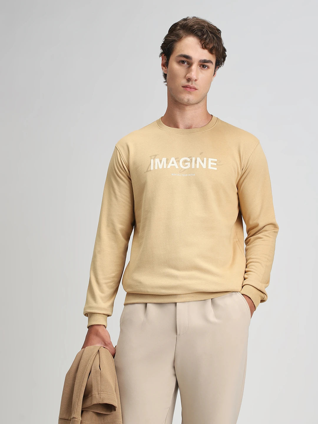 Khaki Printed Sweatshirt