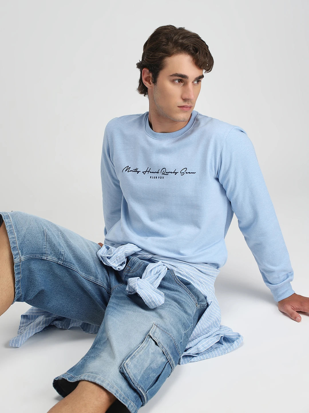 Sky Melange Printed Sweatshirt