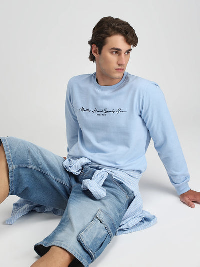 Sky Melange Printed Sweatshirt