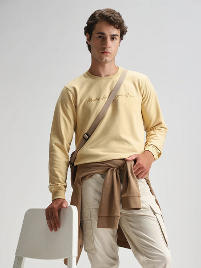 Yellow Melange Printed Sweatshirt