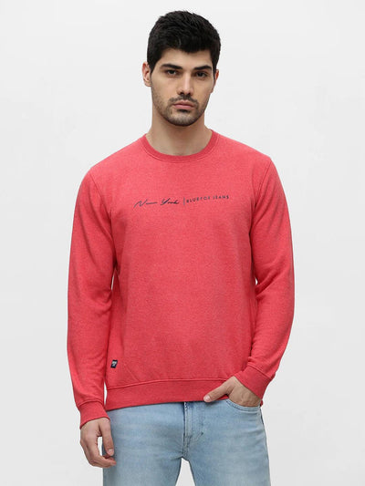 Coral Red Melange Solid Sweatshirt