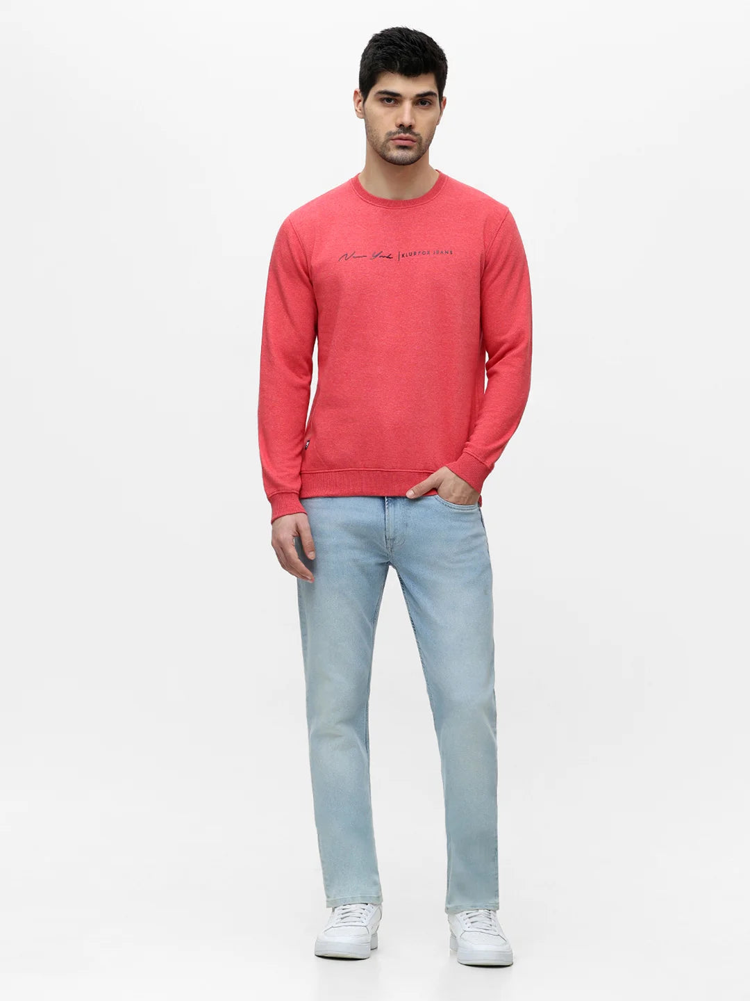 Coral Melange Solid Sweatshirt