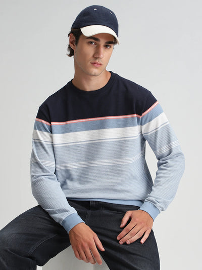Sky Blue Striped Sweatshirt