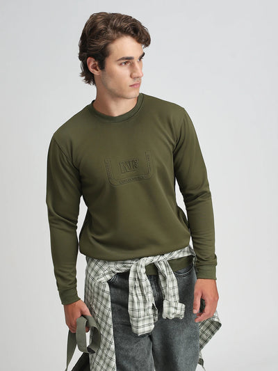 Bottle Green Printed Sweatshirt