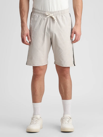 Cream Solid Shorts