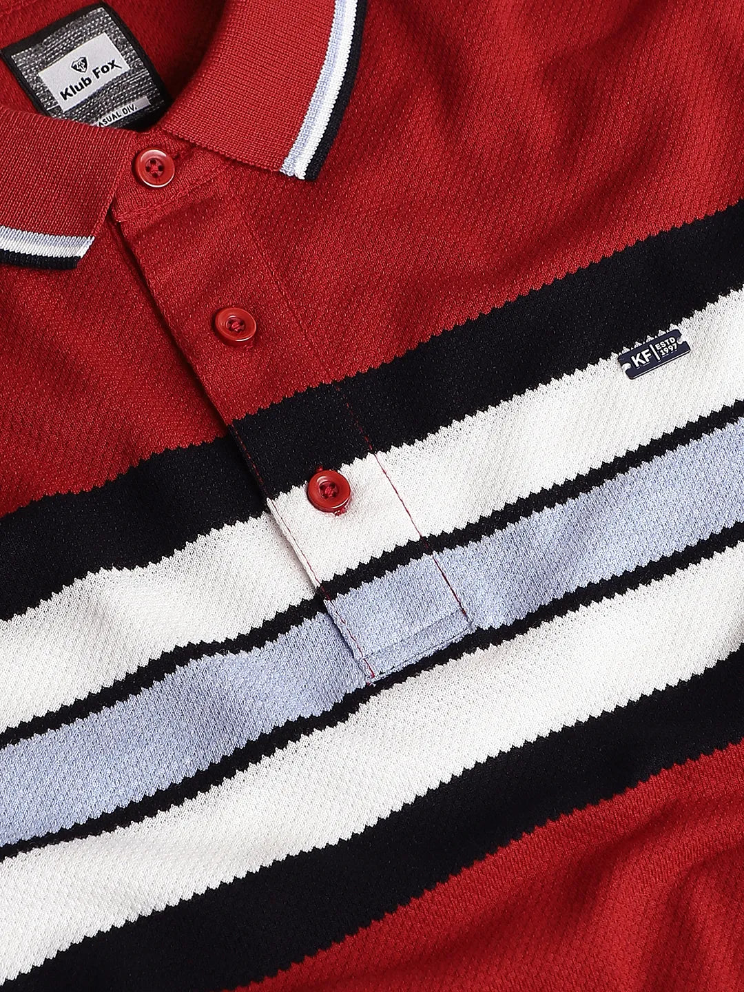 Sky Blue Striped Polo T-Shirt