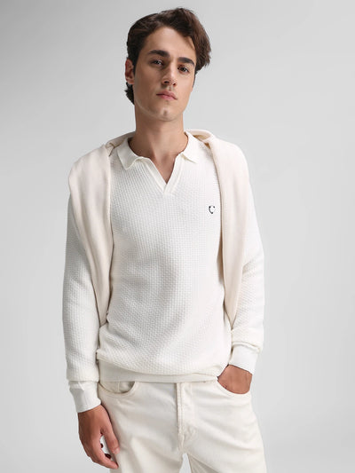 White Solid Sweater