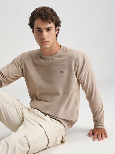 Beige Solid Sweatshirt