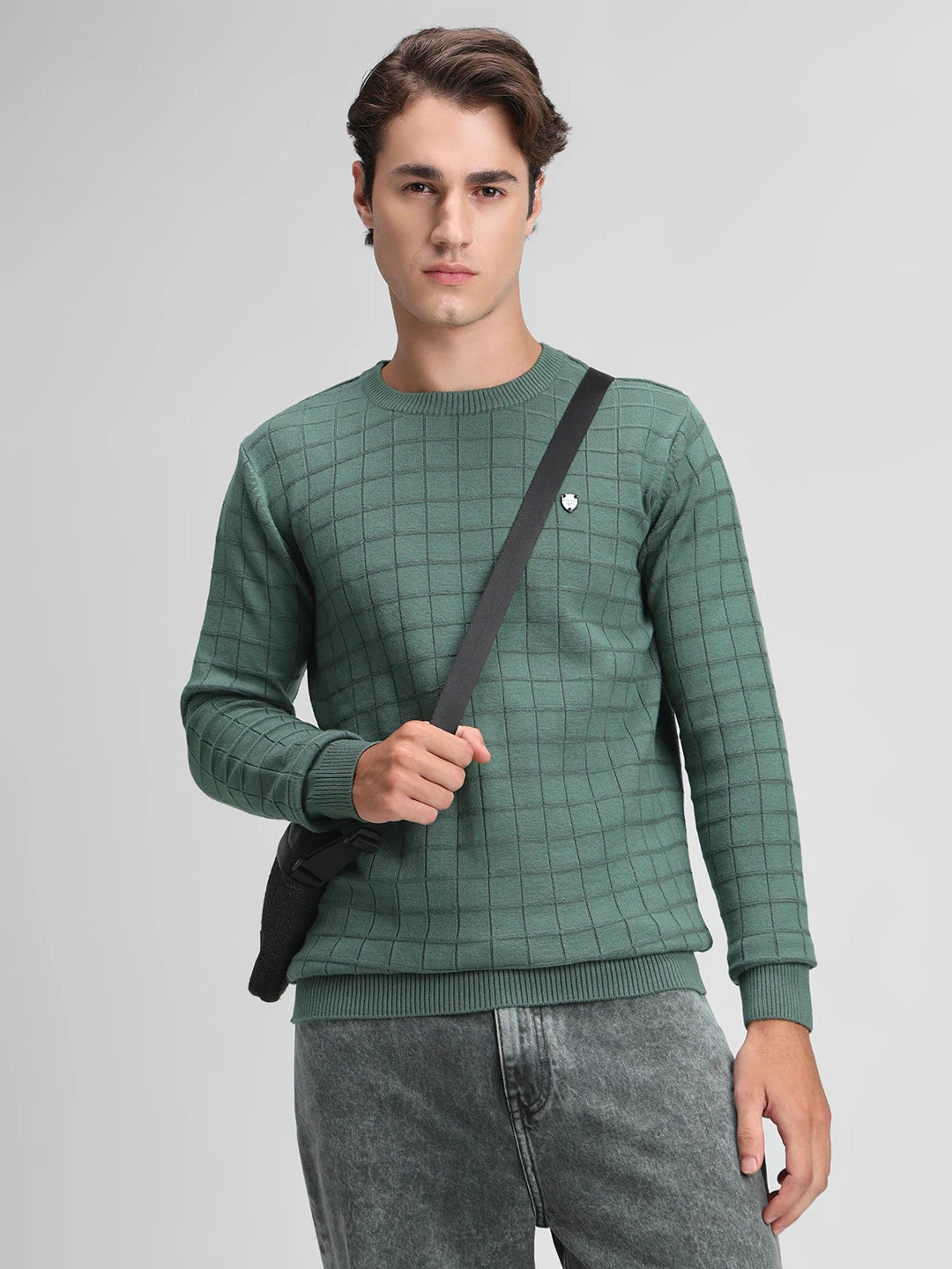 Green Solid Sweater