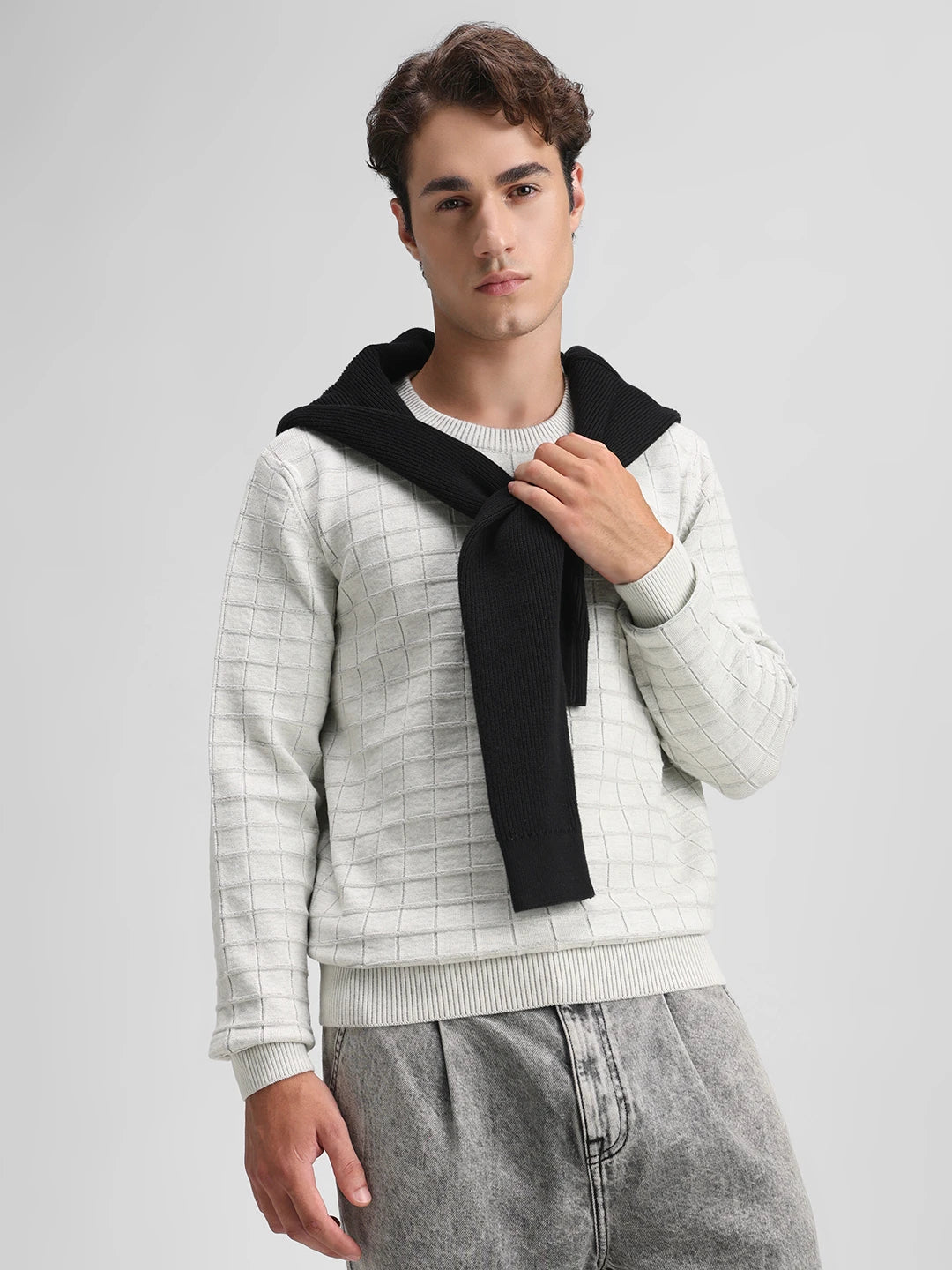 Grey Solid Sweater