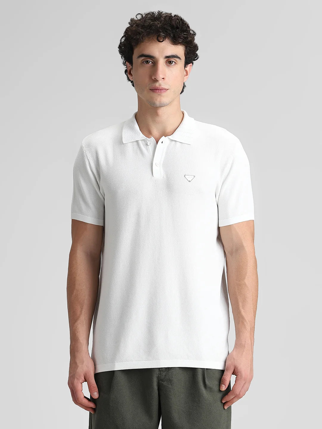 Off White Solid T-Shirt