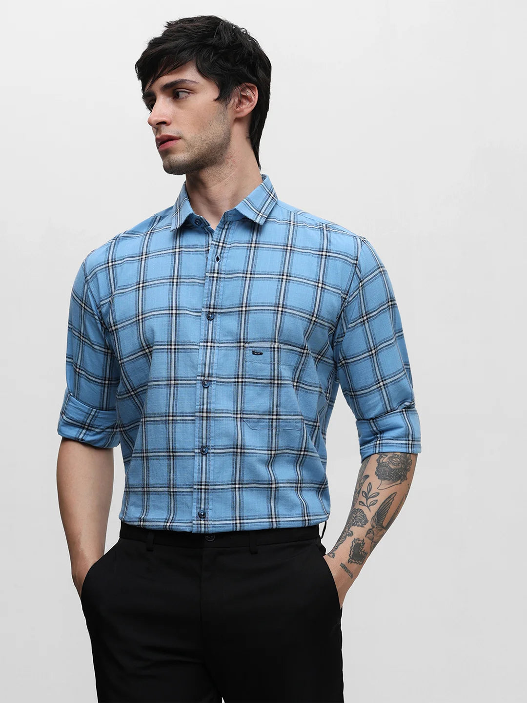 Sky Blue Checkered Shirt