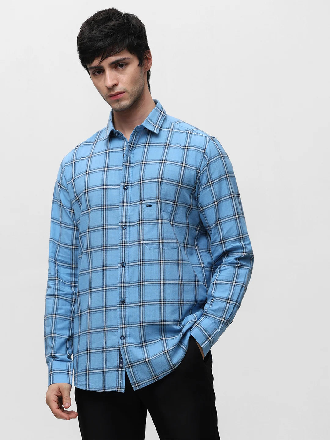 Sky Blue Checkered Shirt