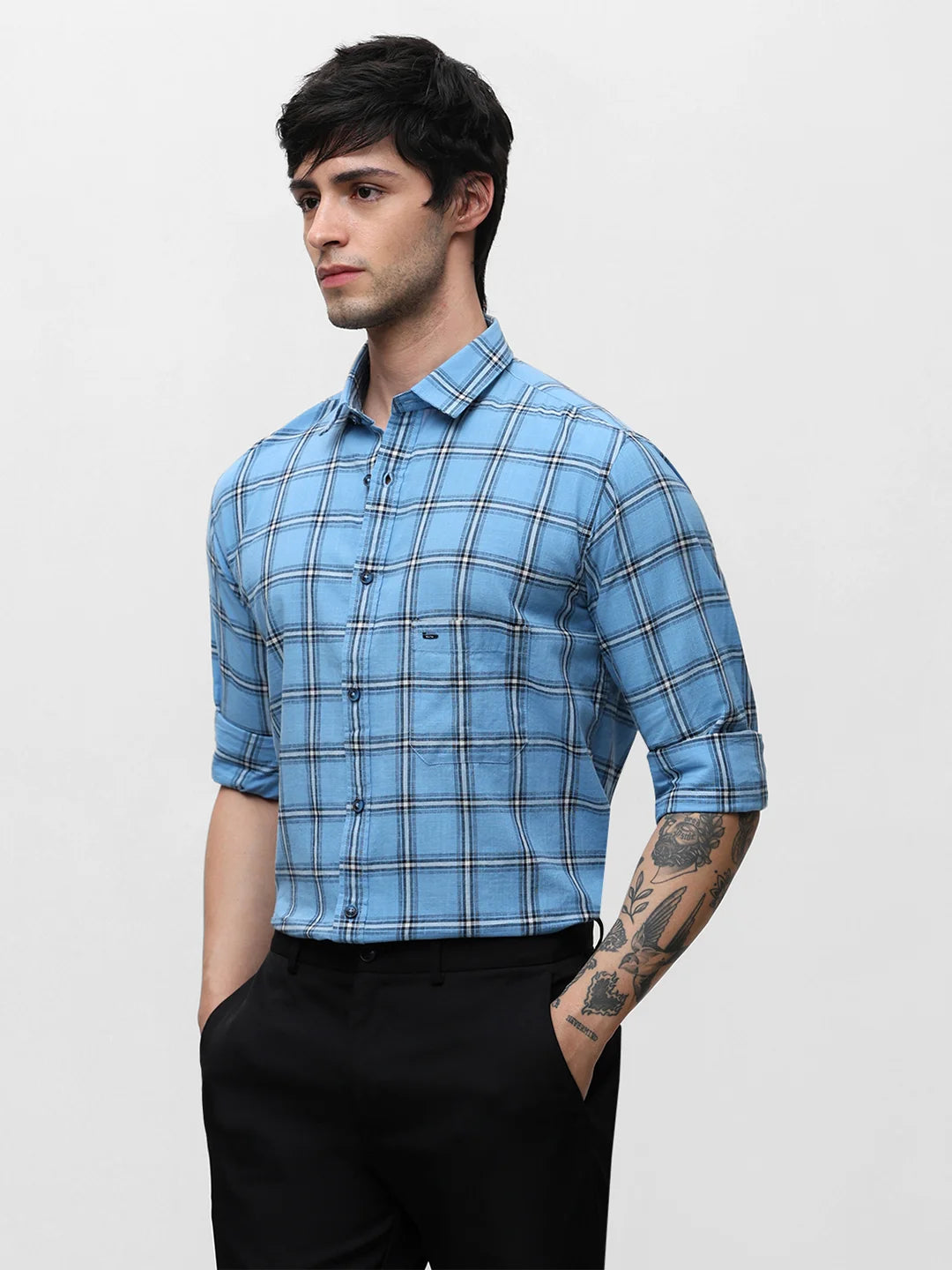 Sky Blue Checkered Shirt