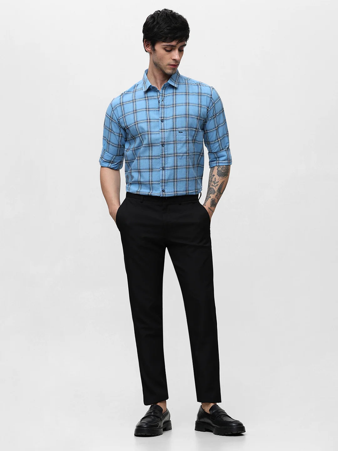 Sky Blue Checkered Shirt