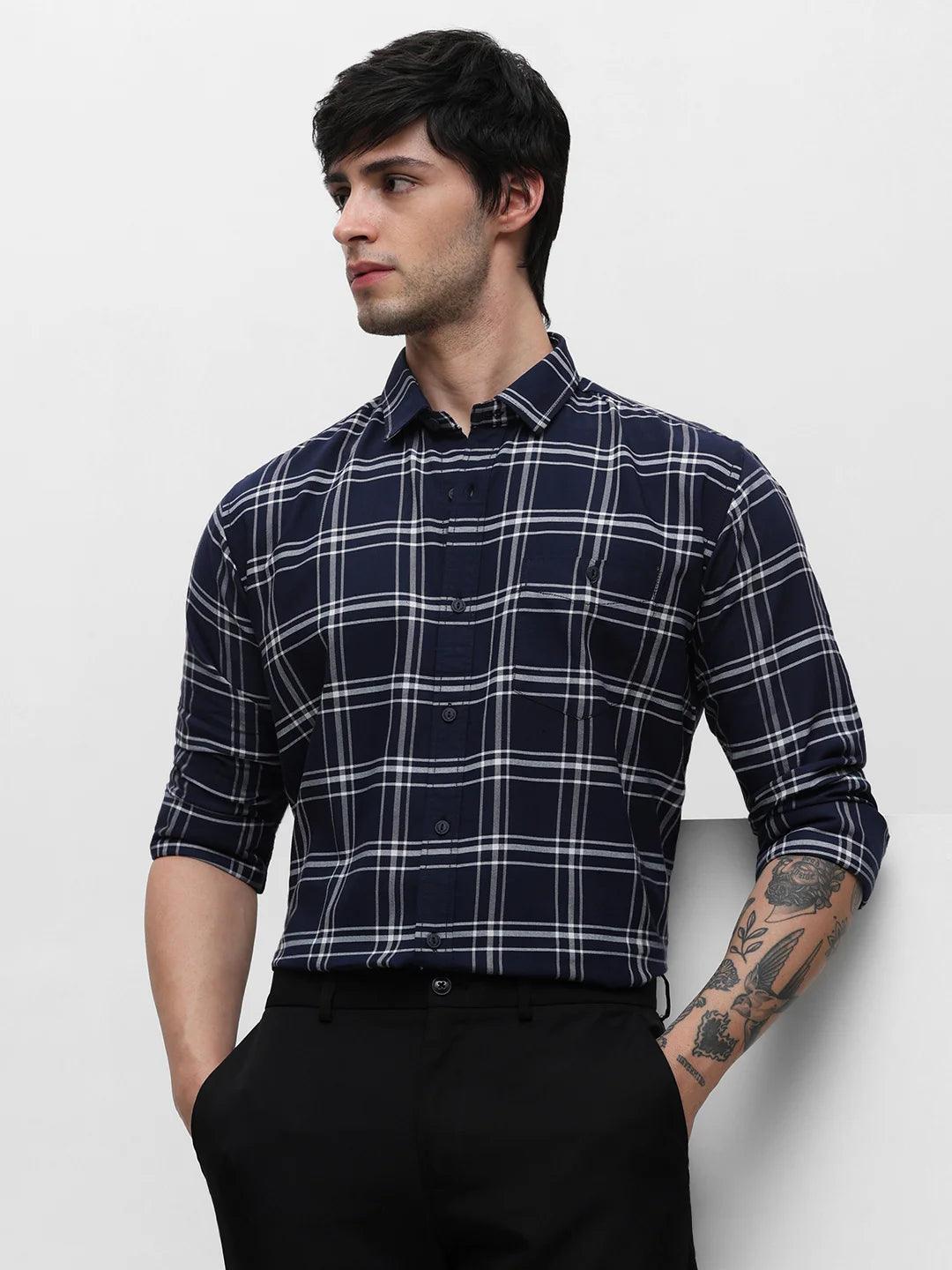 Navy Checkered Shirt