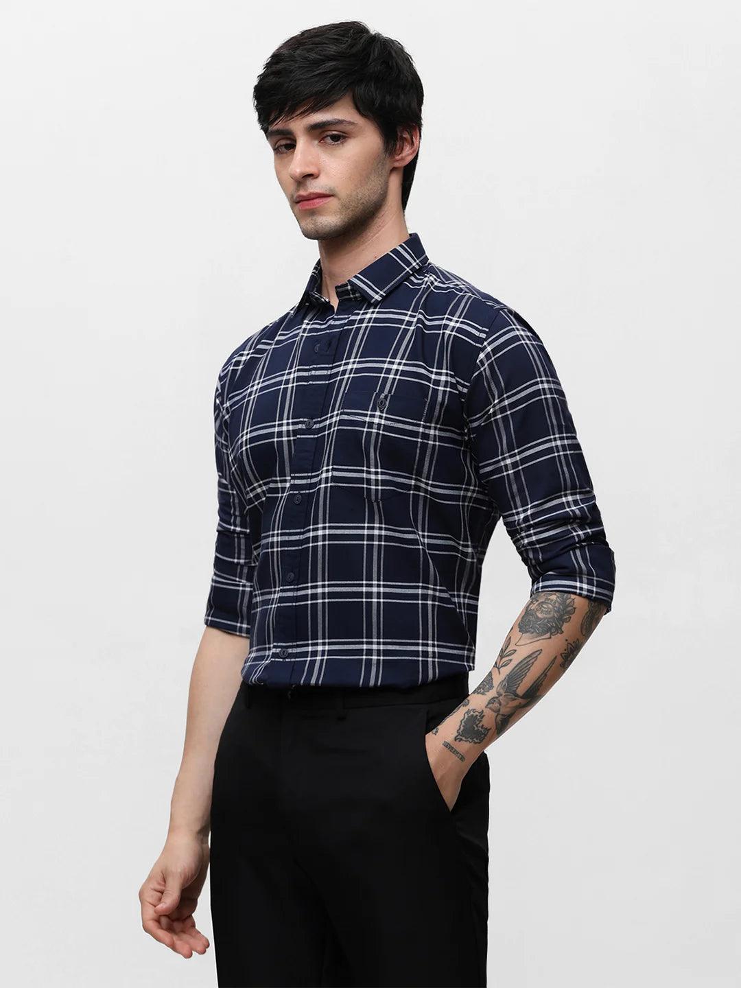 Navy Checkered Shirt
