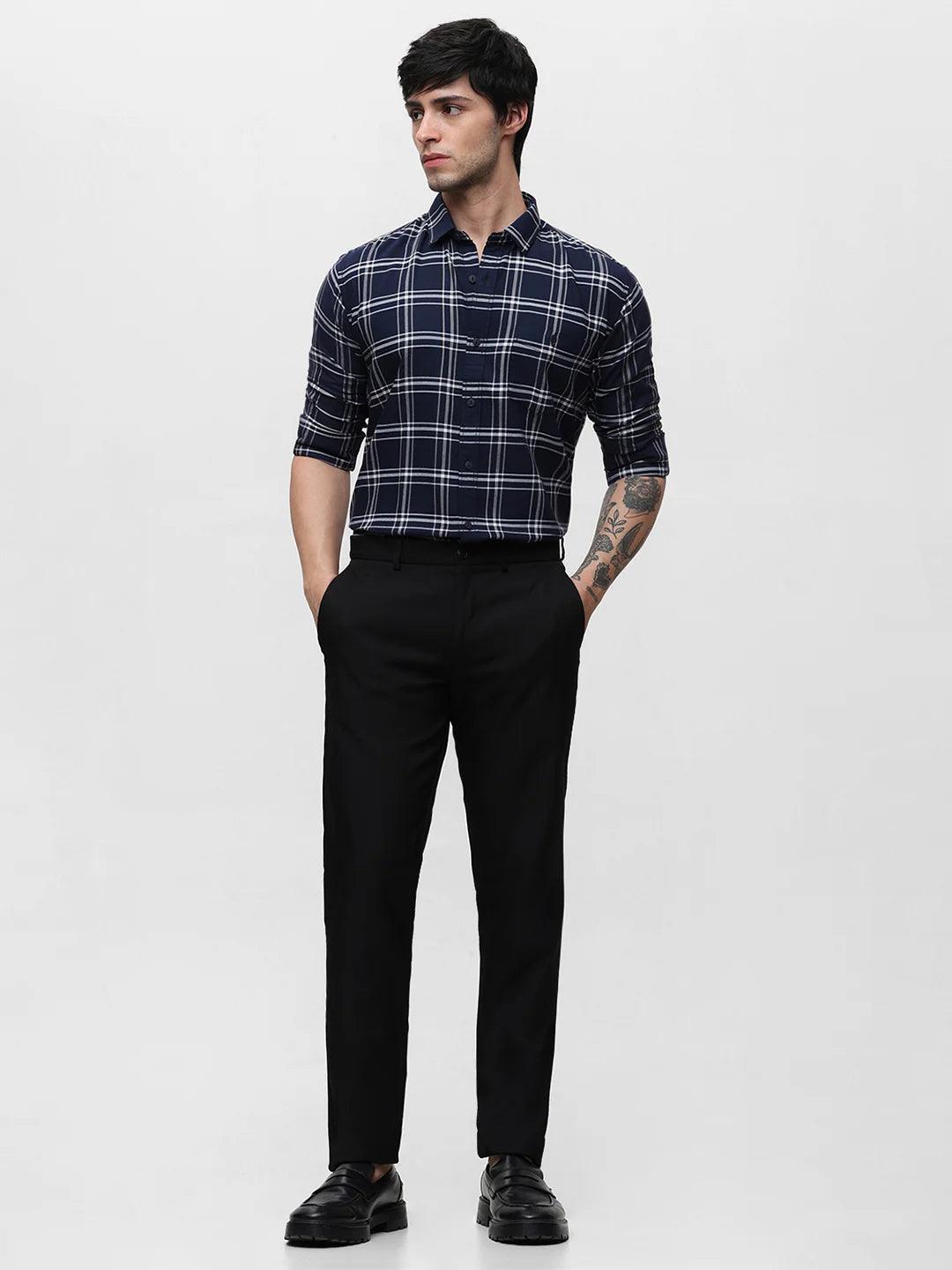 Navy Checkered Shirt