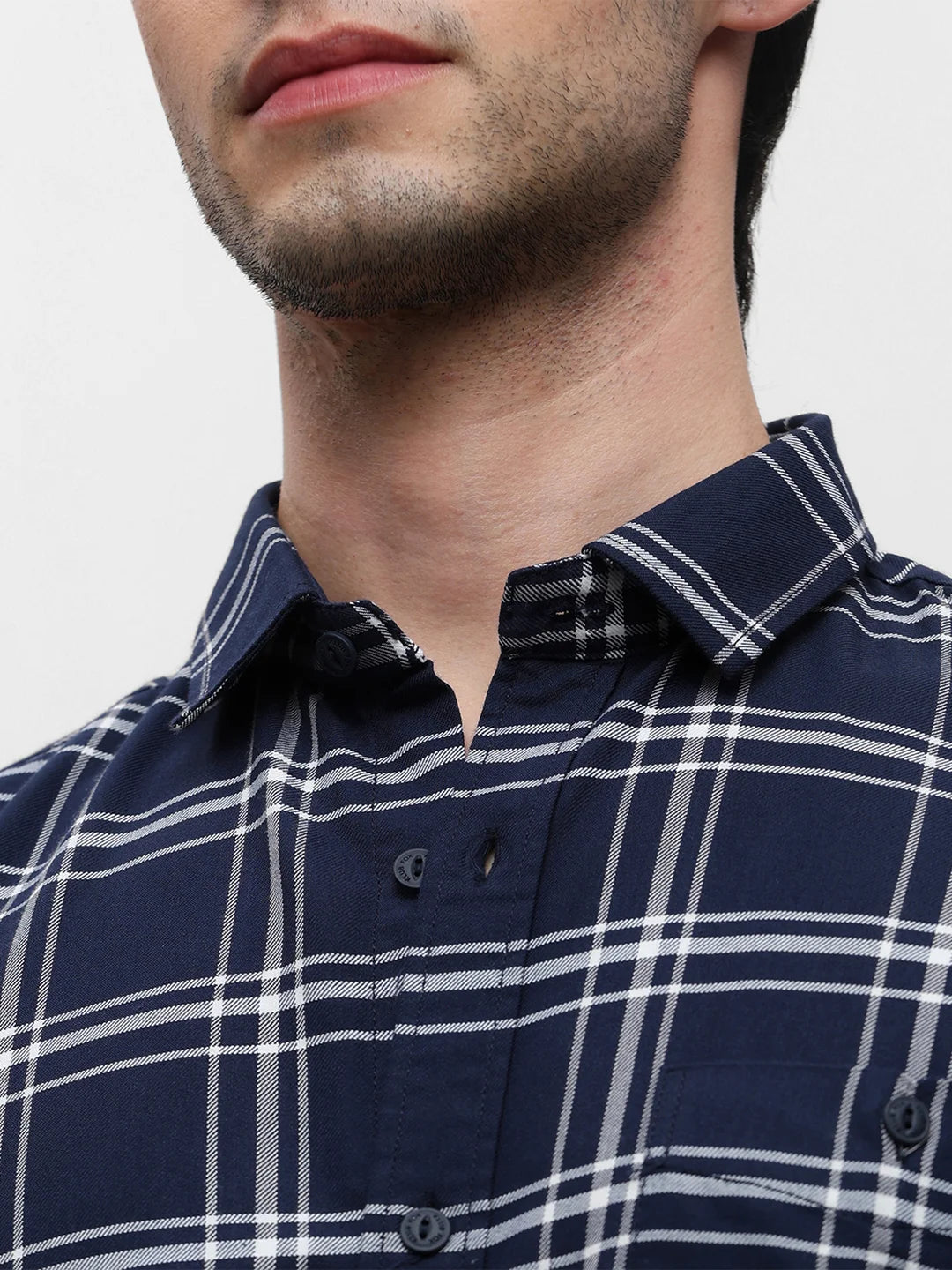 Navy Checkered Shirt