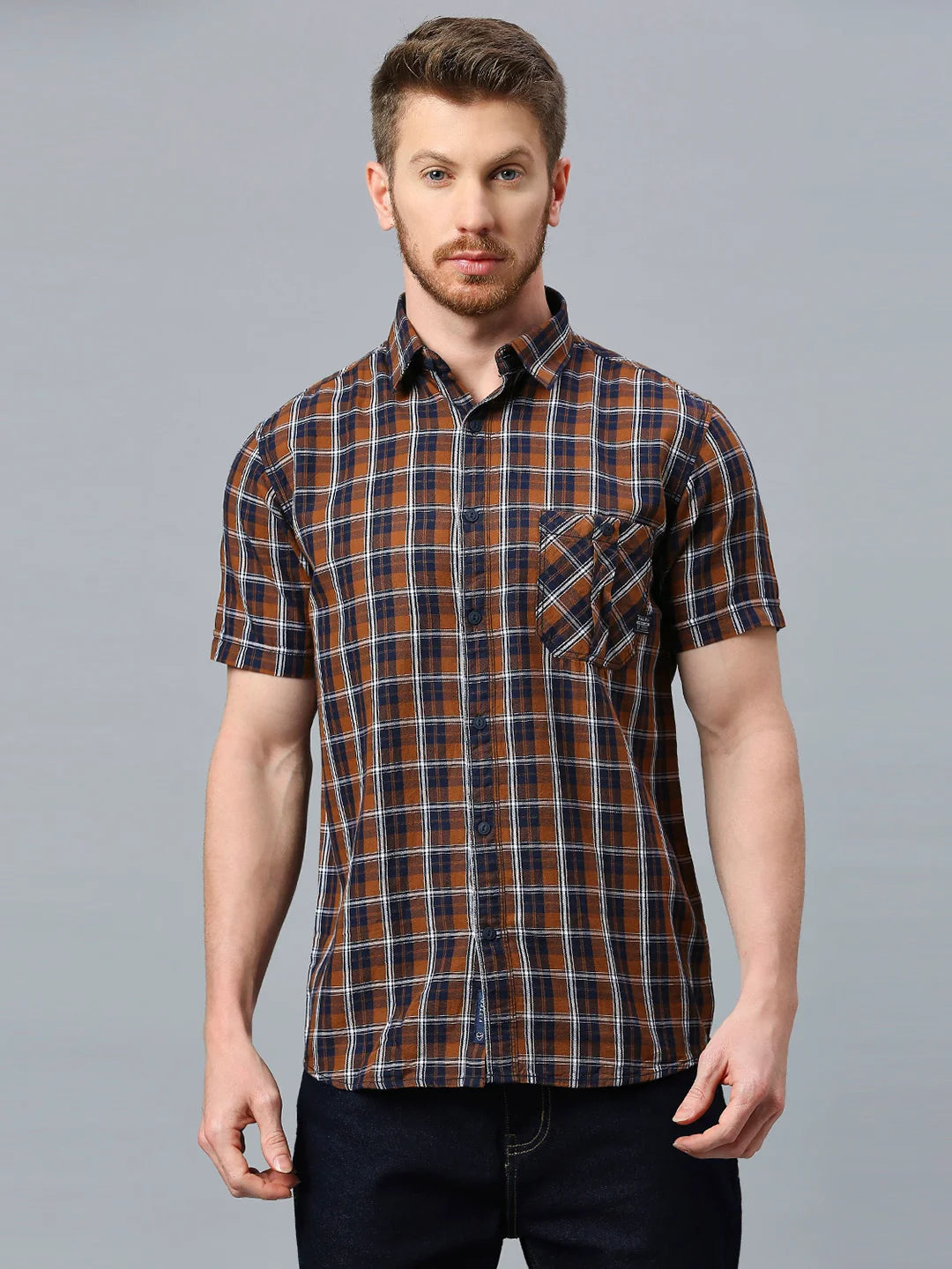 Brown Checkered Shirt