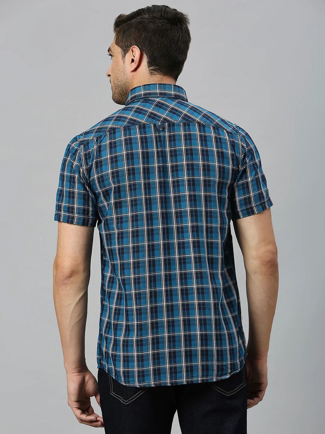 Teal Blue Checkered Shirt