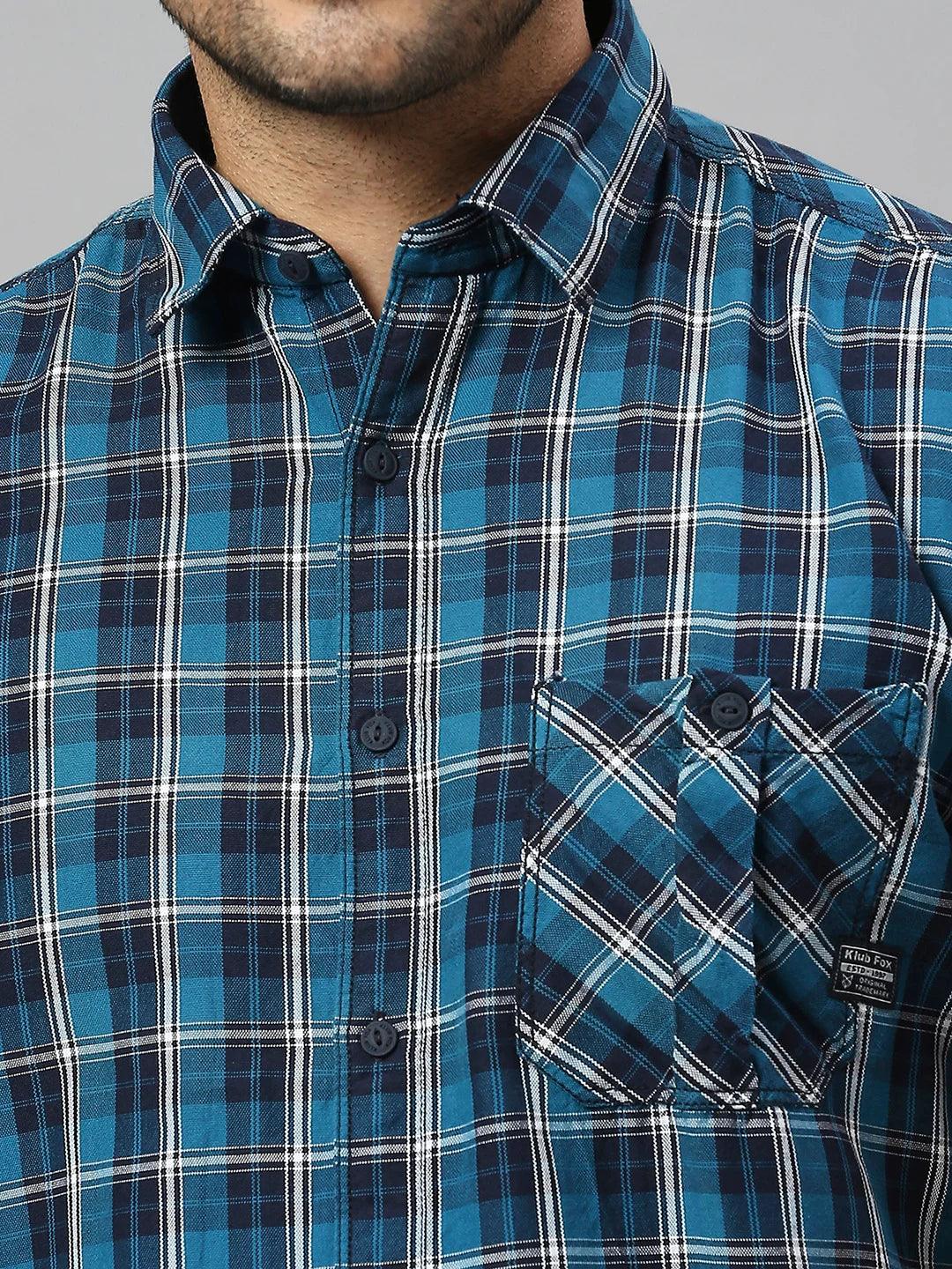 Teal Blue Checkered Shirt