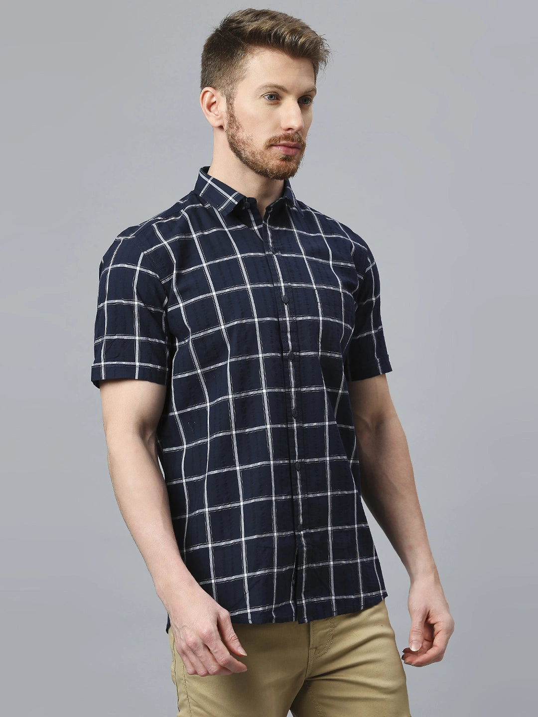 Navy Checkered Shirt