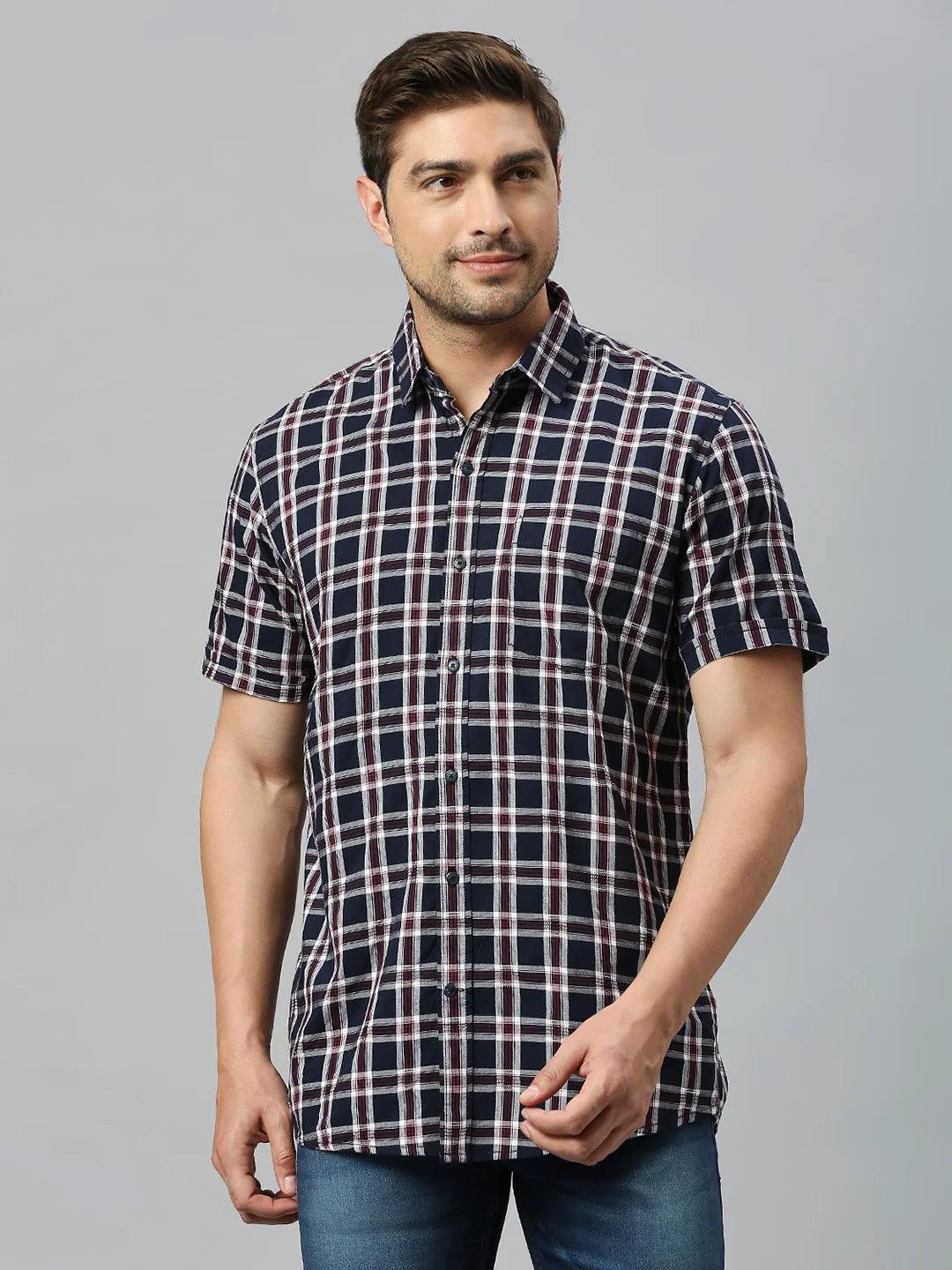 Navy Checkered Shirt