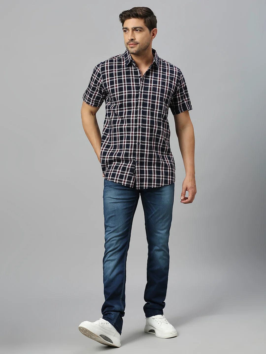 Navy Checkered Shirt