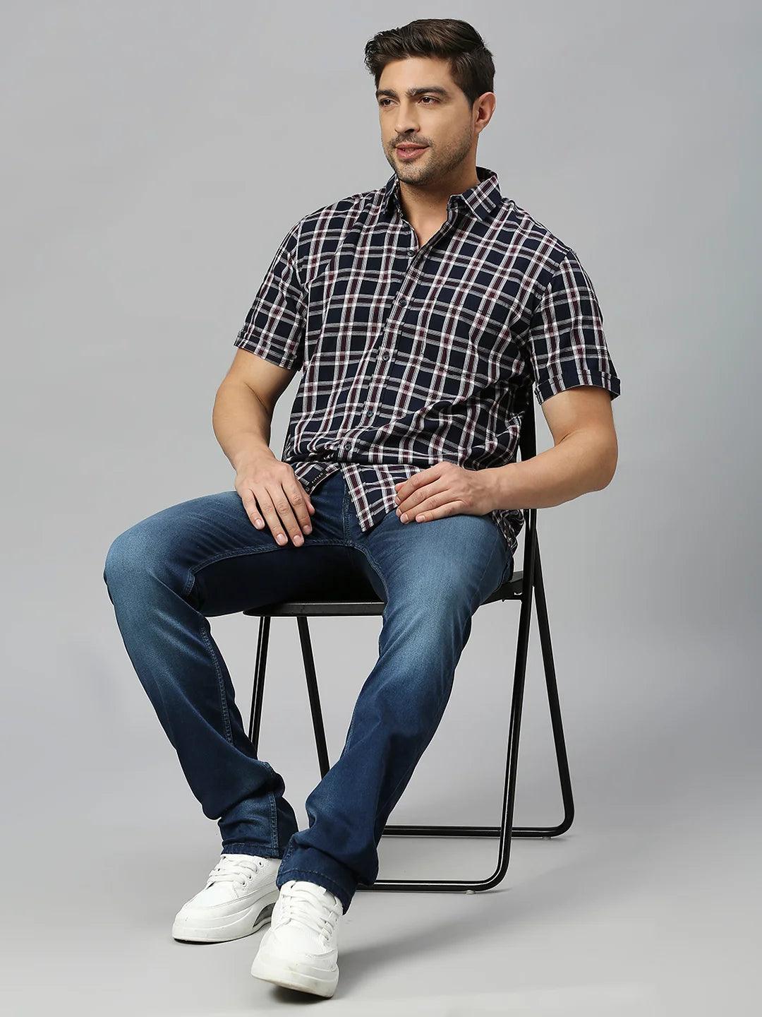 Navy Checkered Shirt