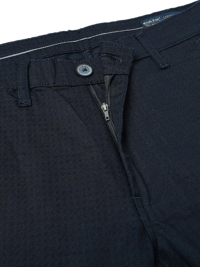 Stretchable Textured Navy Narrow Chino Pants