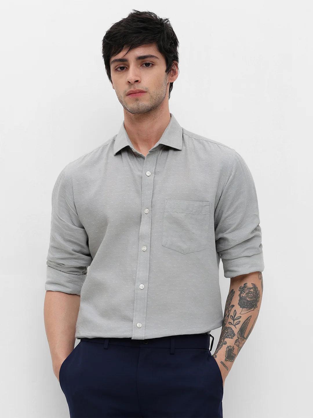 Grey Dobby Regular Shirt
