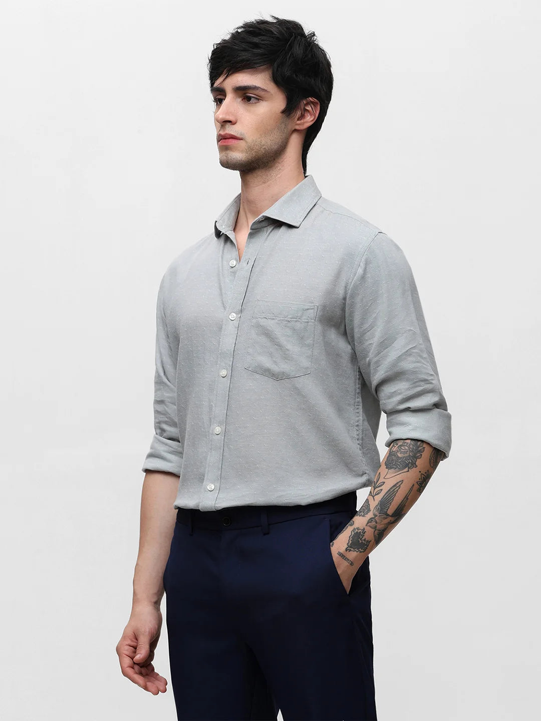 Grey Dobby Regular Shirt