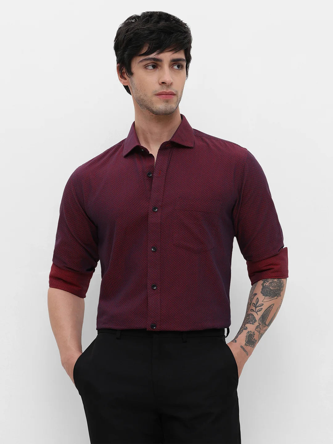 Maroon Dobby Shirt