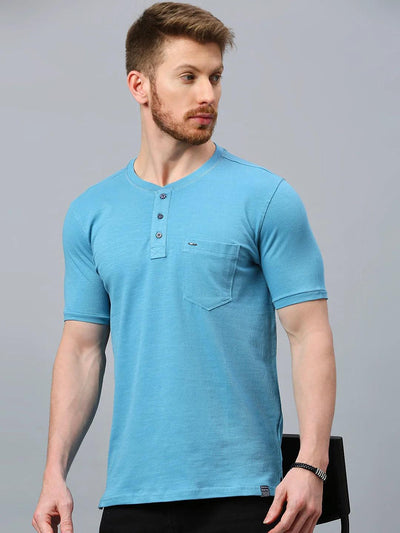 Minimal X Henley Electric Blue T-Shirt