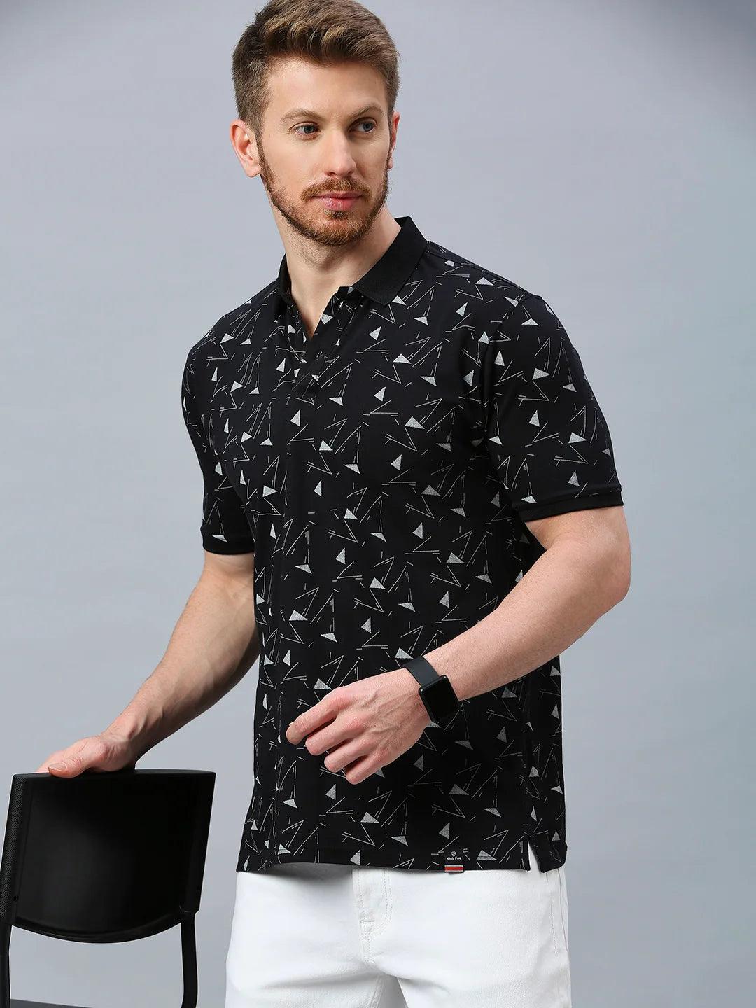 Black Polo Printed T-Shirt