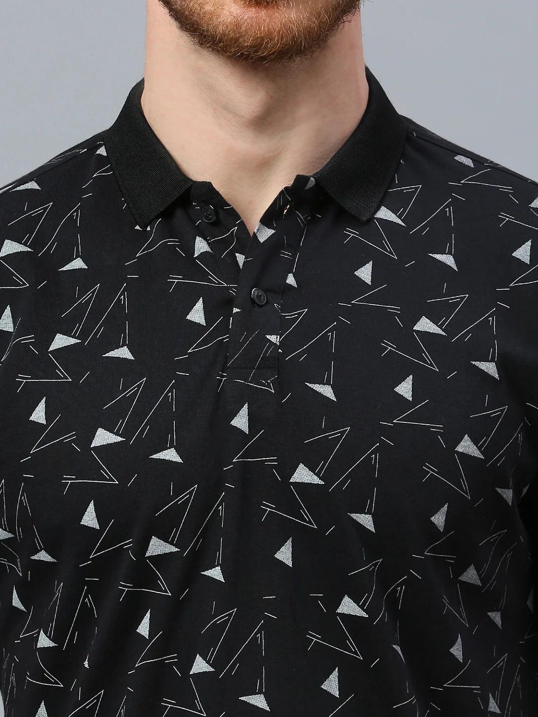 Black Polo Printed T-Shirt