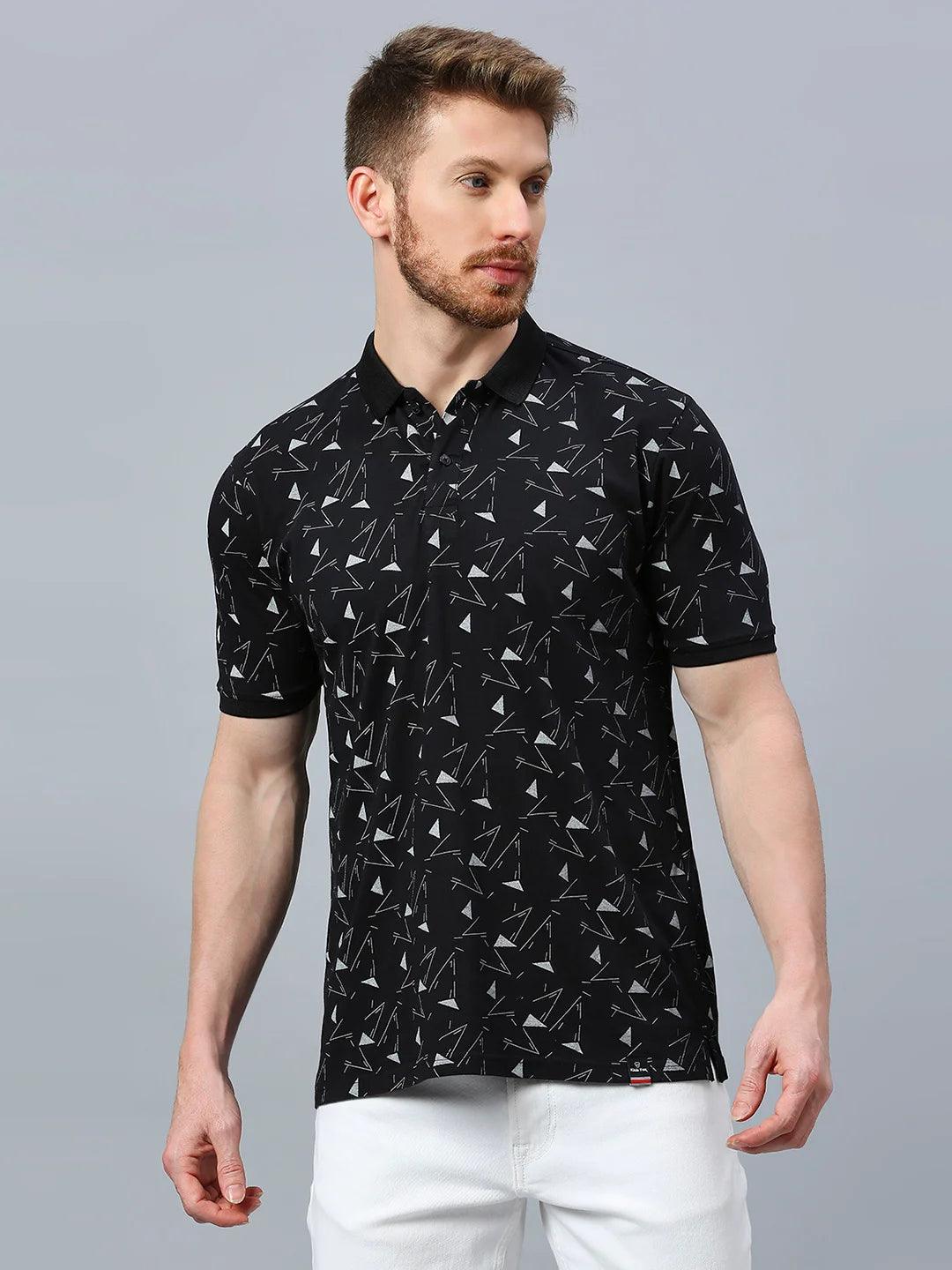 Black Polo Printed T-Shirt