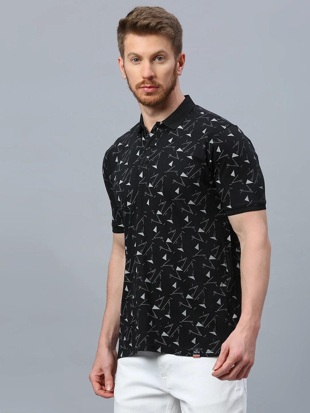 Black Polo Printed T-Shirt