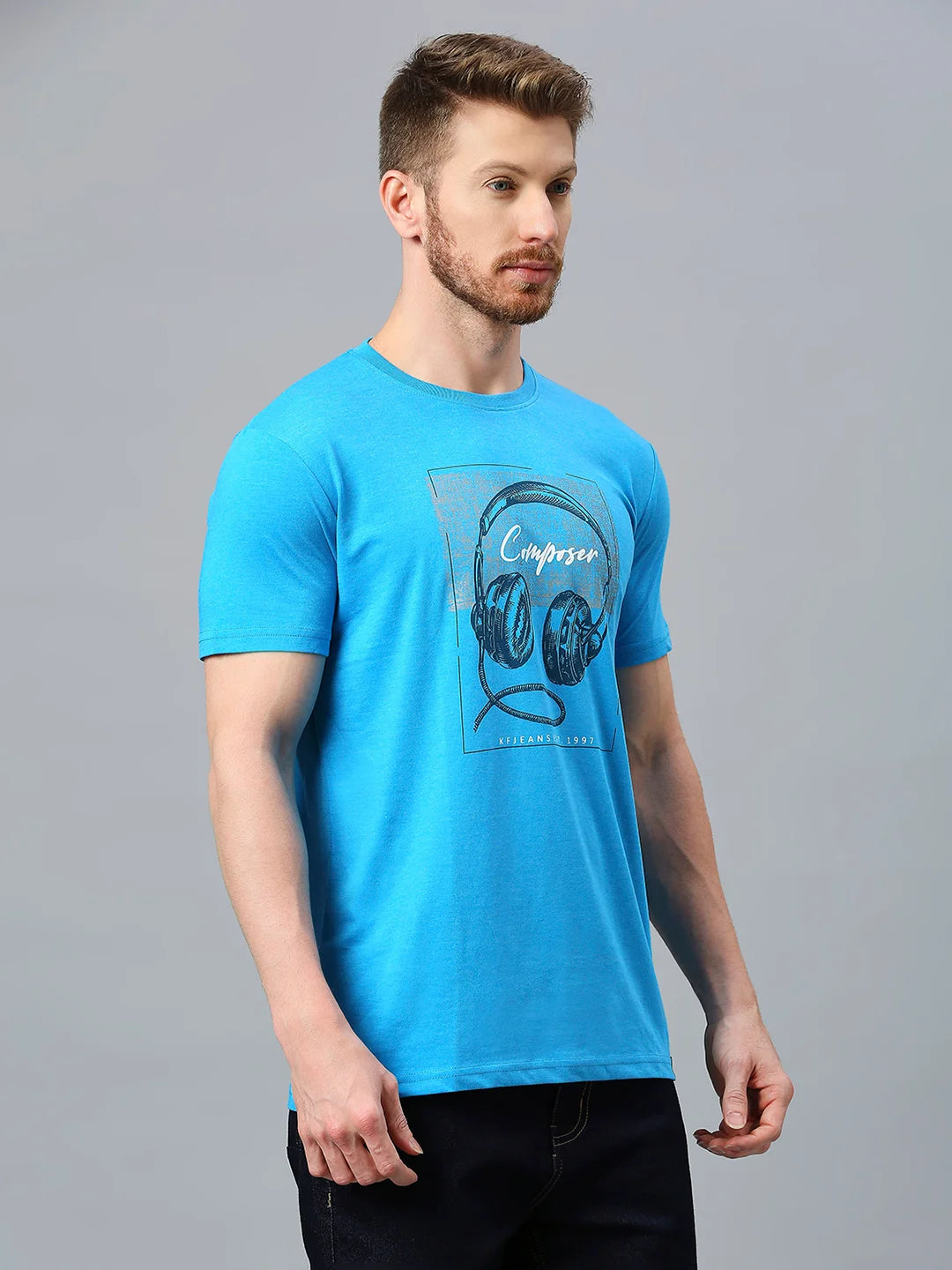 Aqua Melange Regular Fit H/S T-SHIRT