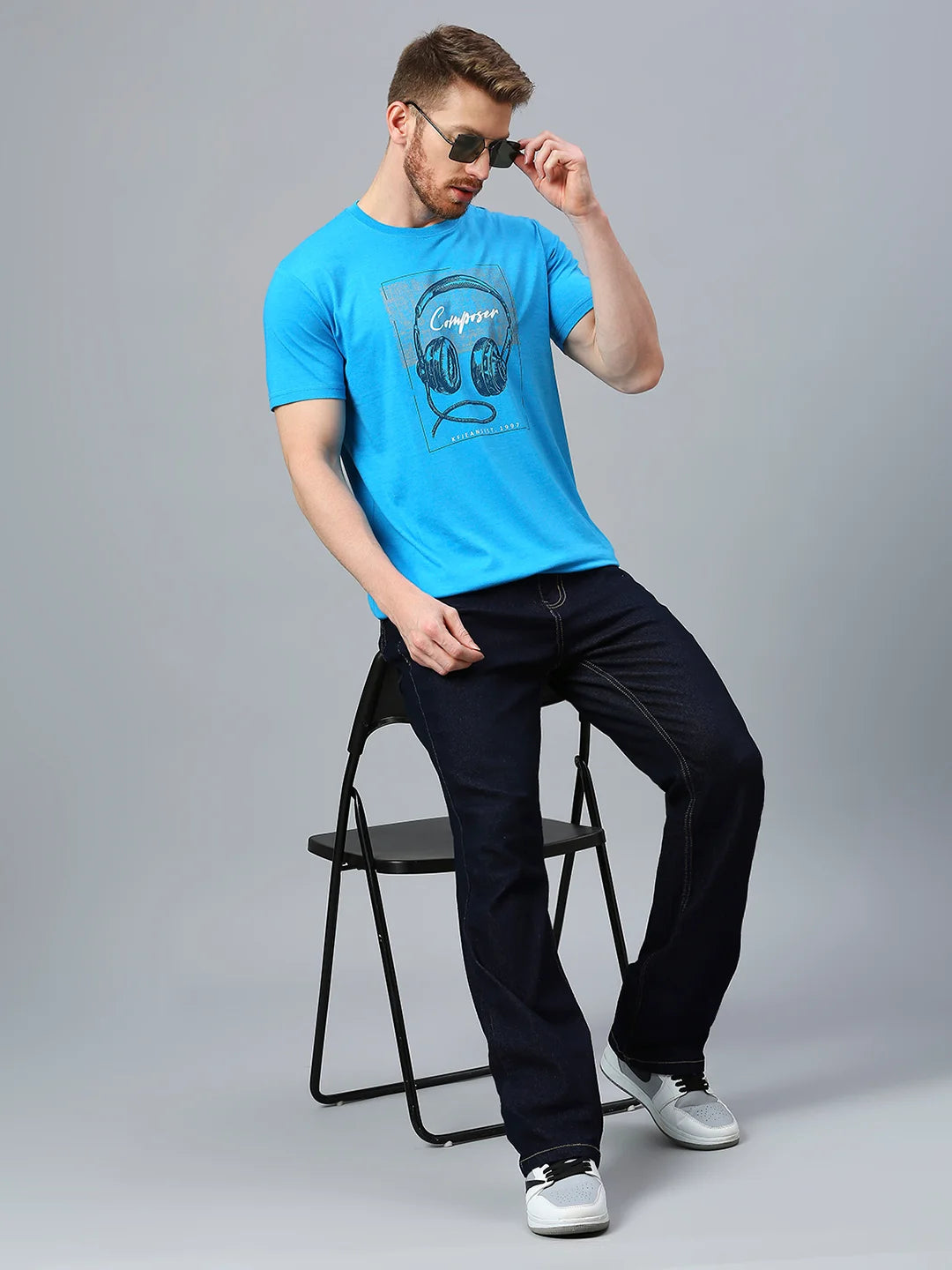 Aqua Melange Regular Fit H/S T-SHIRT