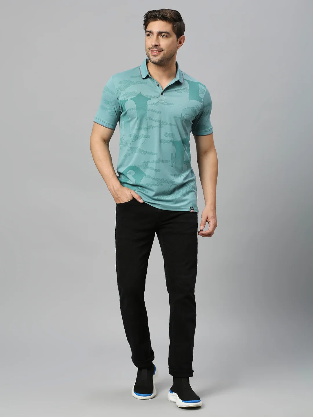 Sea Green Regular Fit H/S T-Shirt