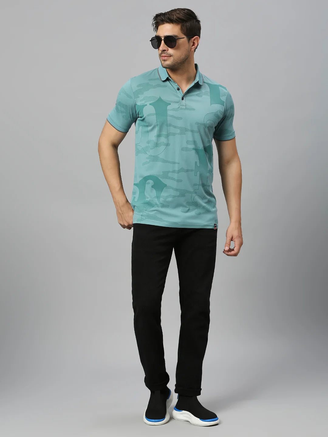 Sea Green Regular Fit H/S T-Shirt