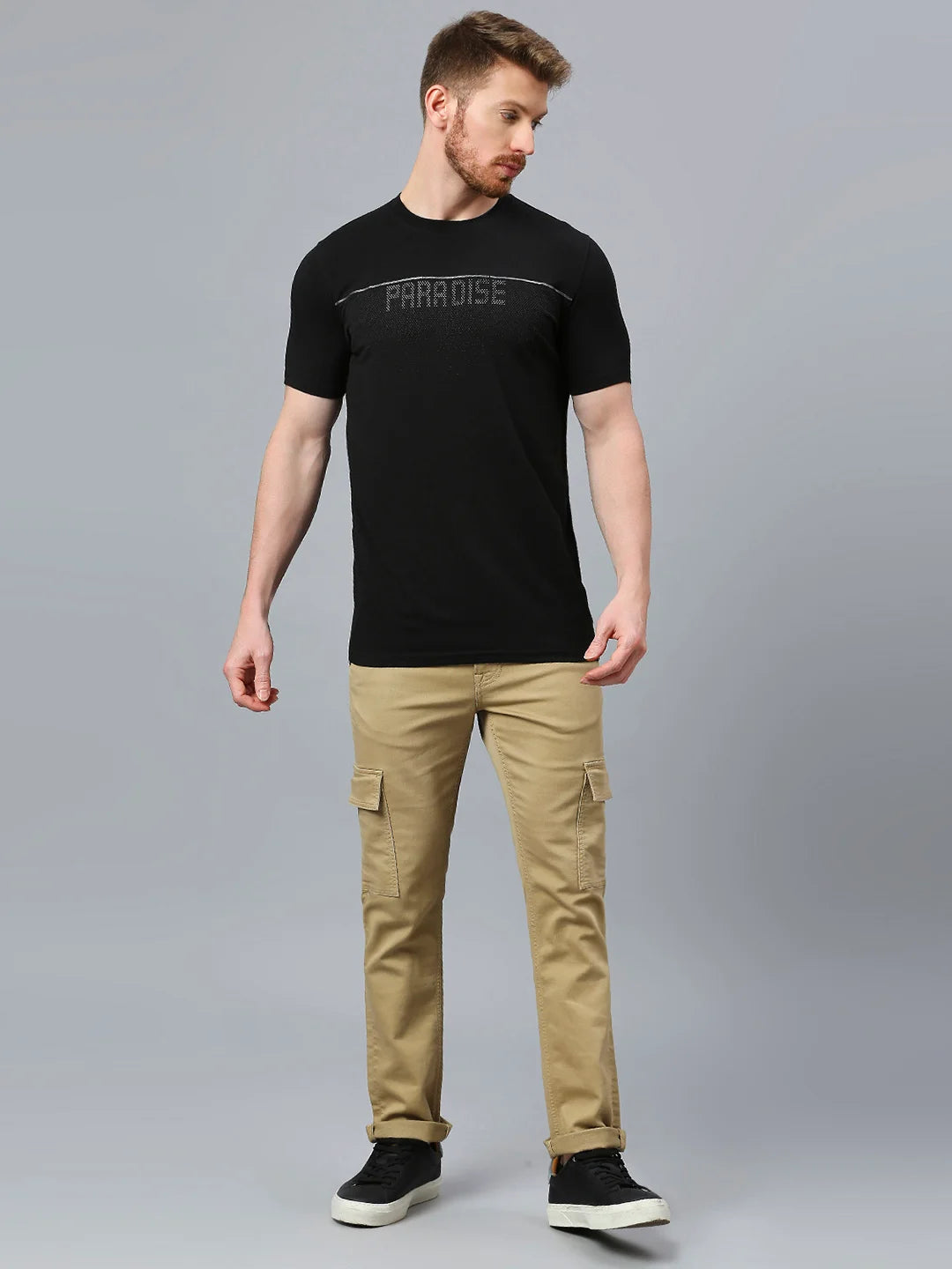 Black Regular Fit H/S T-SHIRT