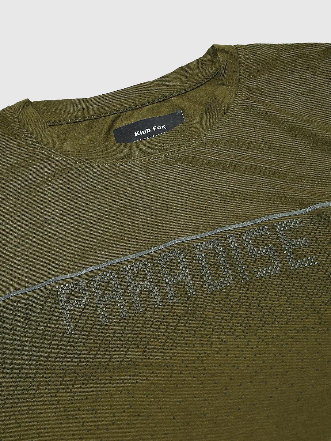 Olive Emboss Printed T-Shirt