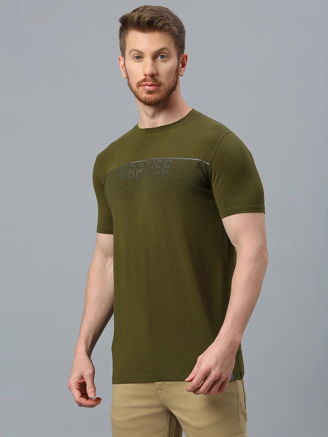 Olive Emboss Printed T-Shirt
