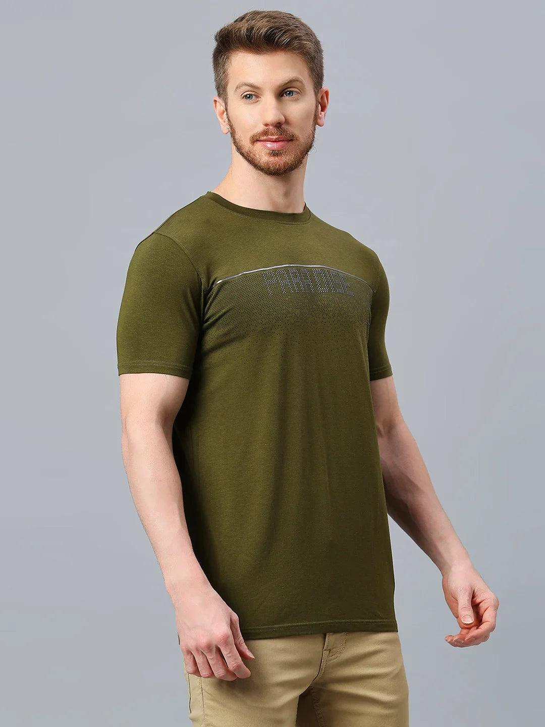 Olive Emboss Printed T-Shirt