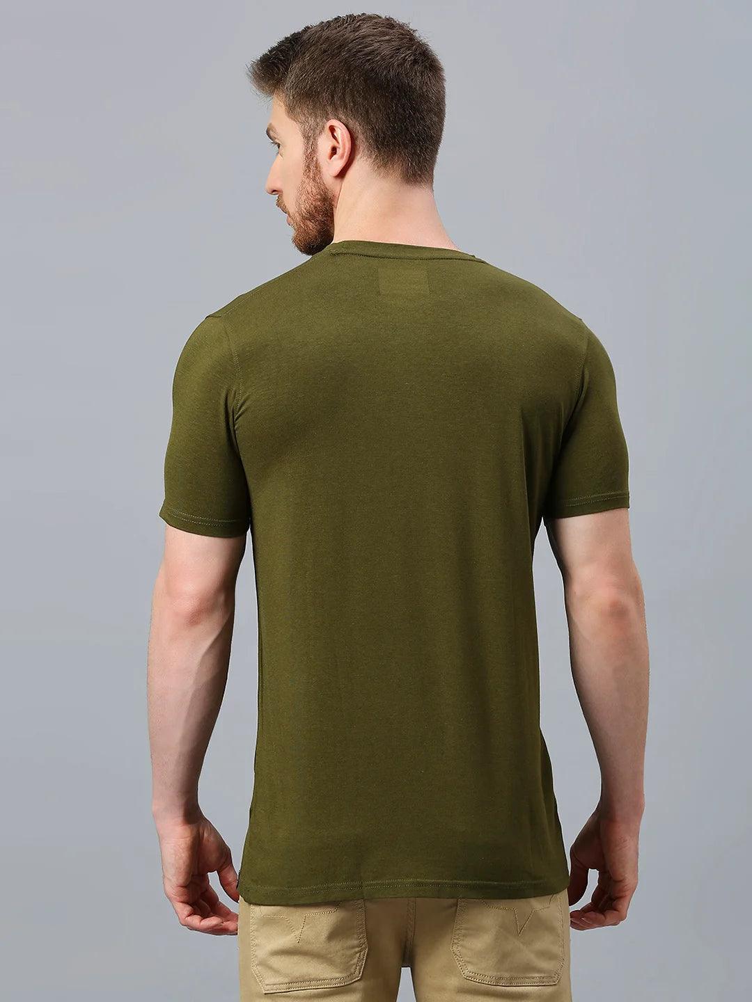 Olive Emboss Printed T-Shirt